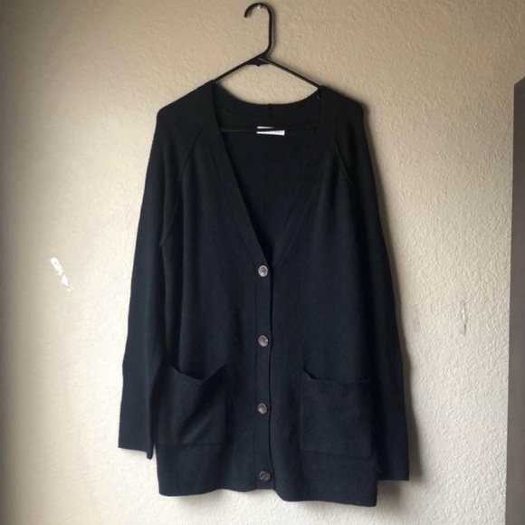 New Sonoma Sweater Women’s Knit Black Button Down Soft Cardigan Preppy Pockets L - Picture 1 of 15